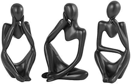 3 PCS Black Decor Thinker Abstract Statue Set