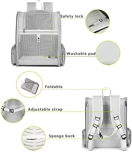 Cat Carrier Backpack - Pet Carrier with Transparent Hard Window for Small Dogs and Cats