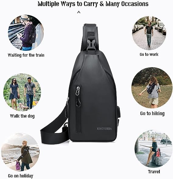 DUBKART Men's Waterproof Sling Bag & Crossbody Backpack for Travel