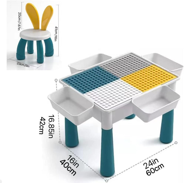 LTLCLZ Kids Multi-Functional Block Table & Chair Set with 403 Building Blocks