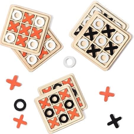 6 PCS Tic Tac Toe Game Wooden Party Items - Kids Party Favors