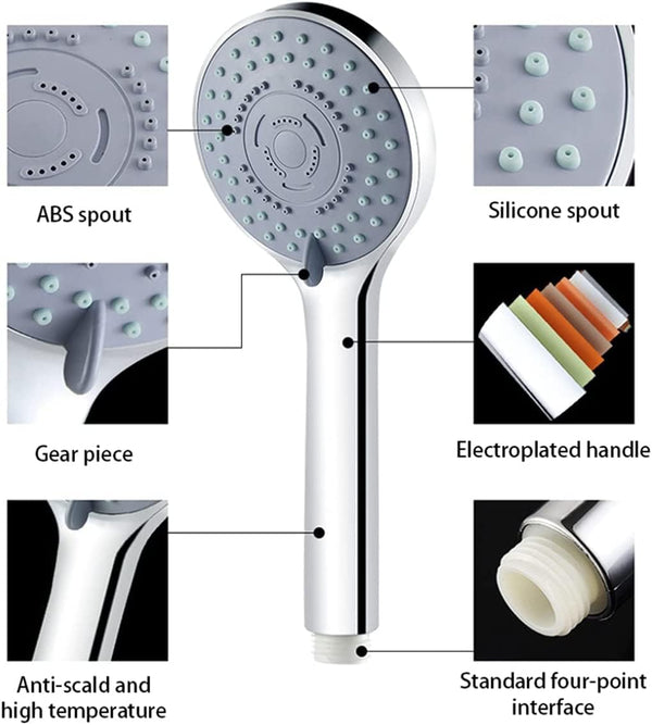 8-Inch Handheld Shower Head Set - 5 Spray Settings