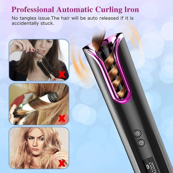 DUBKART Cordless Automatic Hair Curler USB Rechargeable with LCD Display and Timer