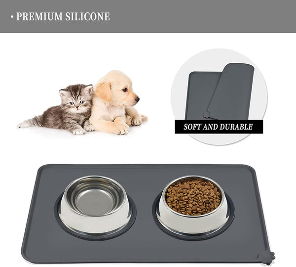 Pet Silicone Bowl Mat - Waterproof, Non-Slip, Easy to Clean