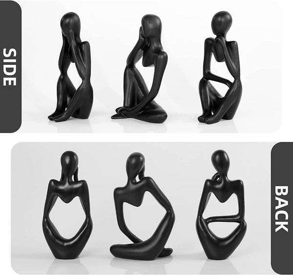 3 PCS Black Decor Thinker Abstract Statue Set