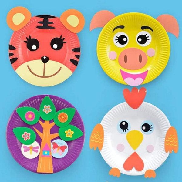 Toddler Paper Plate Art Kit - DIY Animal Craft Pack (Set of 10)