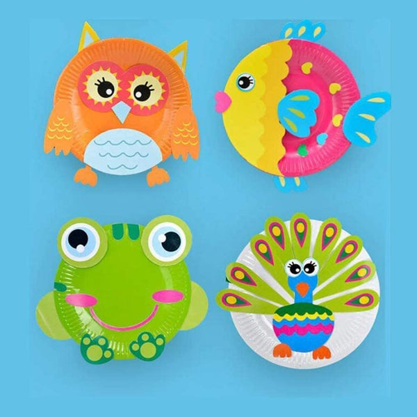 Toddler Paper Plate Art Kit - DIY Animal Craft Pack (Set of 10)