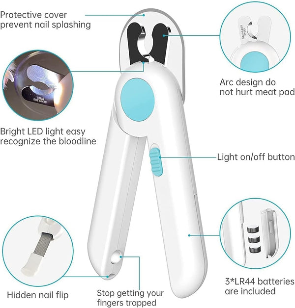 Pet Nail Clippers with LED Light - Professional Grooming Tool for Cats and Dogs