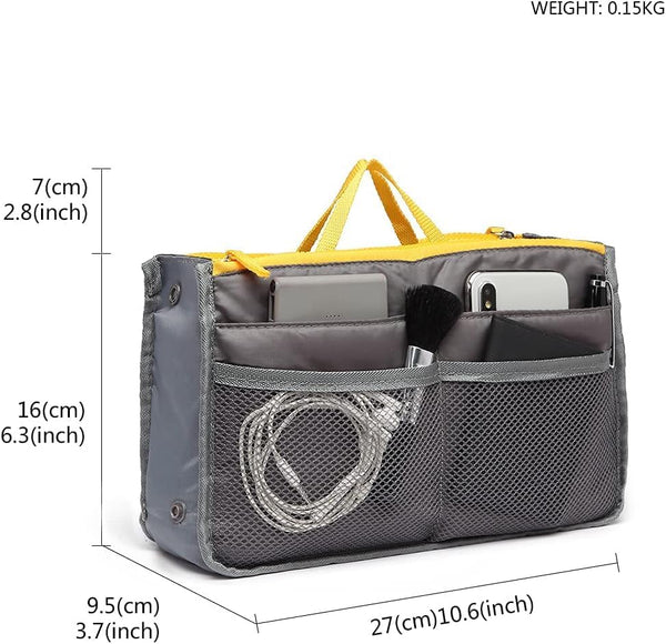 DUBKART Grey Handbag Organizer with Multi Pockets