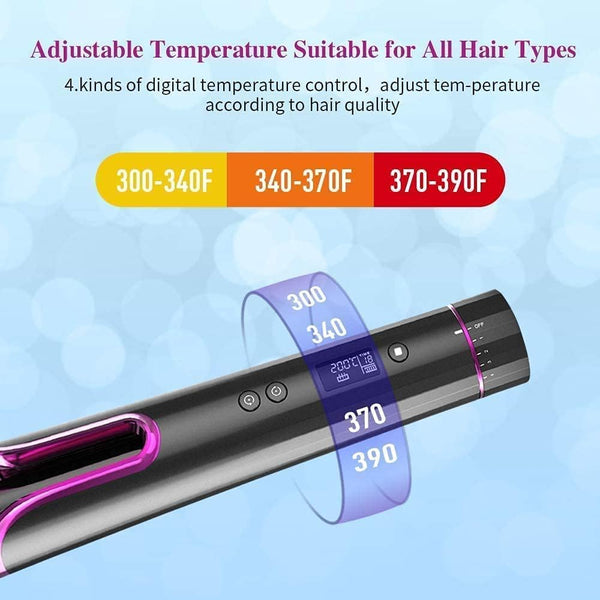 DUBKART Cordless Automatic Hair Curler USB Rechargeable with LCD Display and Timer