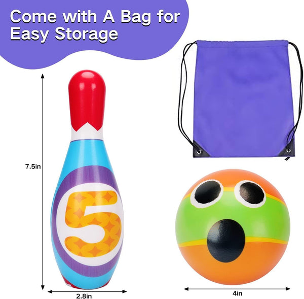 Kids Bowling Toy Set - Toddler Indoor/Outdoor Play, Educational Gift