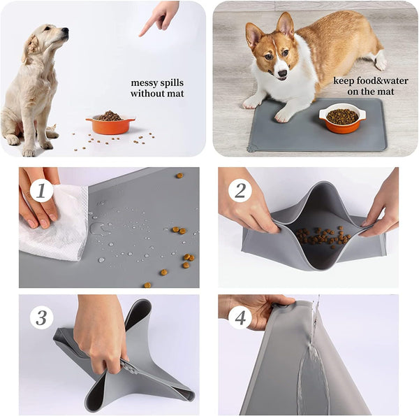 Pet Silicone Bowl Mat - Waterproof, Non-Slip, Easy to Clean