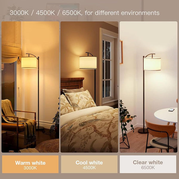 3-Color Dimmable Floor Lamp - Modern Linen Shade