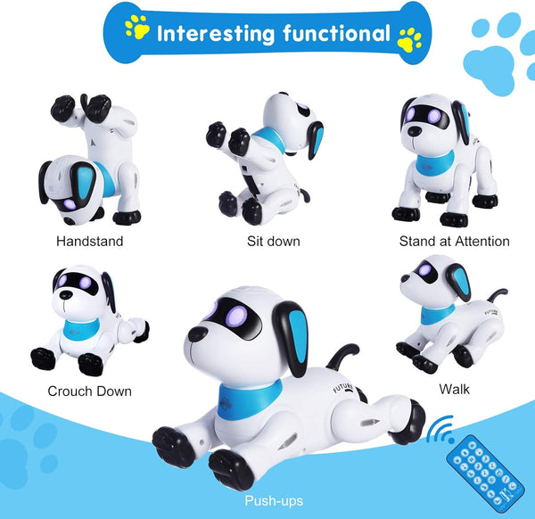 Remote Control Robot Dog - Programmable Interactive Toy with LED Eyes and Sound