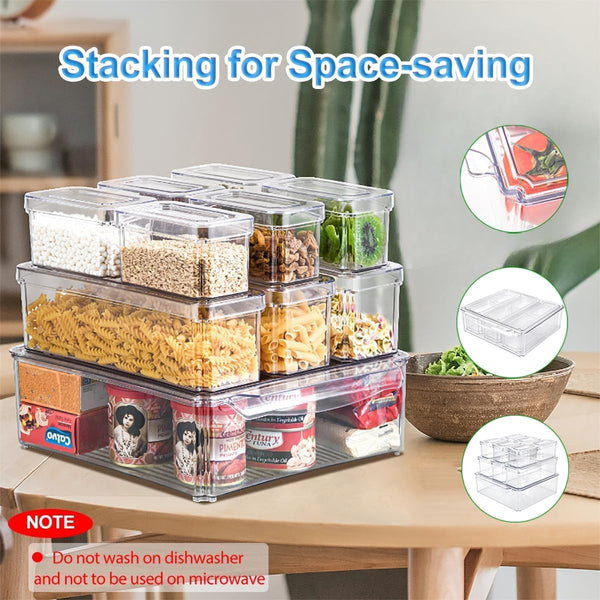 DUBKART 10-Pack Stackable Fridge Organizers BPA-Free Bins with Lids