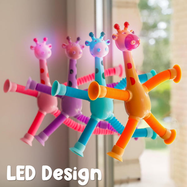 LED Telescopic Giraffe Toy - 4 Pieces, Shape Changing Fidget Tubes