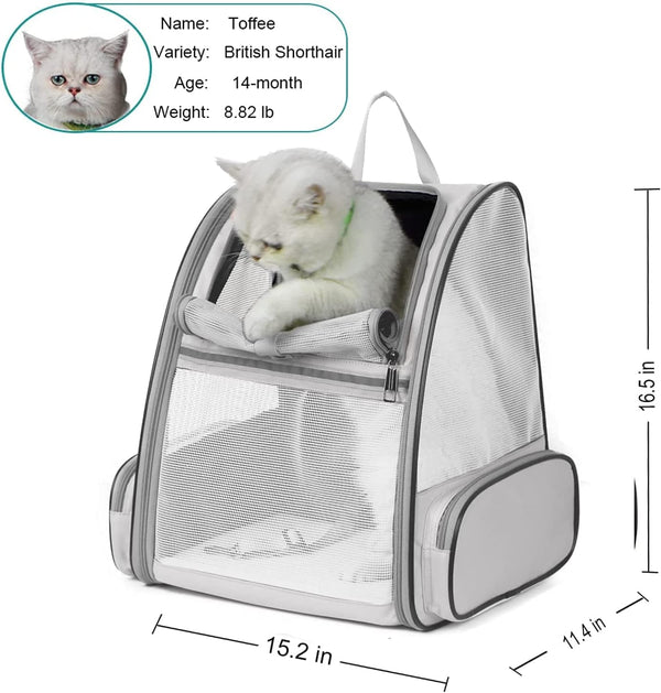 Cat Carrier Backpack - Pet Carrier with Transparent Hard Window for Small Dogs and Cats