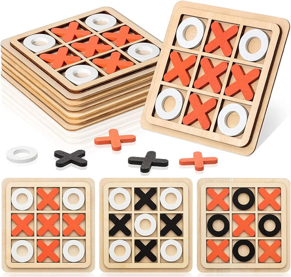 6 PCS Tic Tac Toe Game Wooden Party Items - Kids Party Favors