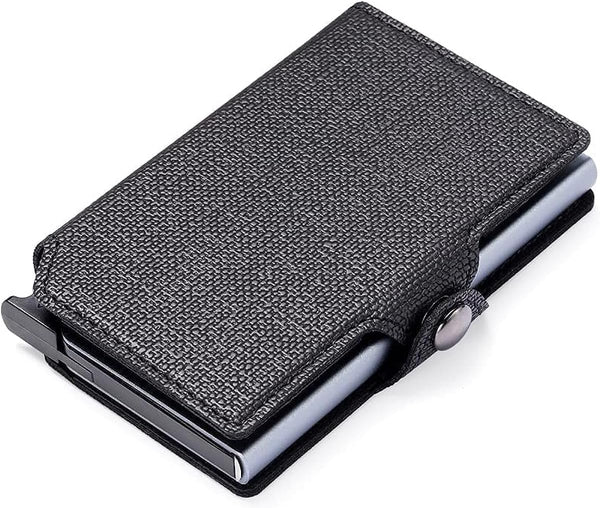 RFID Card Holder Wallet - Ultrathin Metal Case, Black + Grey