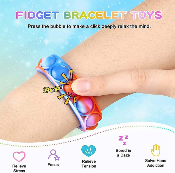 24 Pcs Pop It Bracelets - Fidget Toys for Kids (Party Favors)