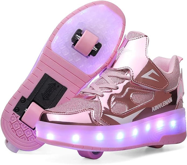 Rechargeable Light Up Roller Skates - Kids' Shoes, Removable Wheels