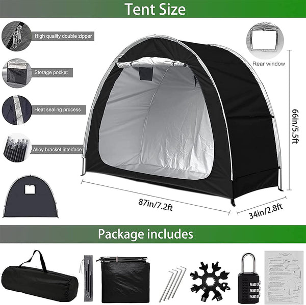 DUBKART Waterproof Bike Shed Fits 2 Bikes, with Window, Floor, and Multi-Tool