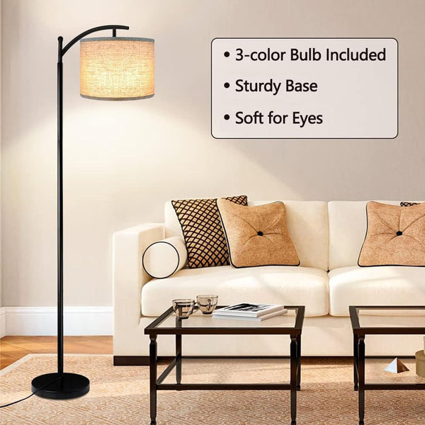 3-Color Dimmable Floor Lamp - Modern Linen Shade