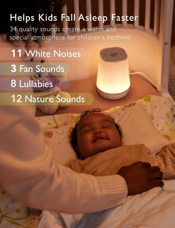 Momcozy Baby Sound Machine – 34 Sounds, Night Light, Timer, App Control