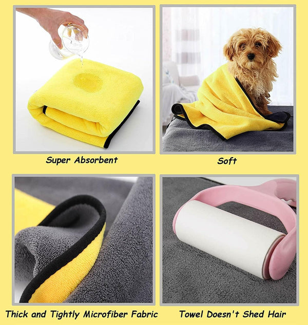 Dog Bath Grooming Kit - Microfiber Towel, Lick Mat, Shampoo Dispenser (3pcs)