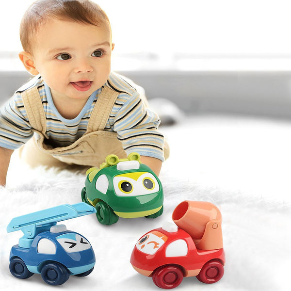 Pull Back Cars for Toddlers - Educational Vehicles, 1-3 Years, 4 Pack