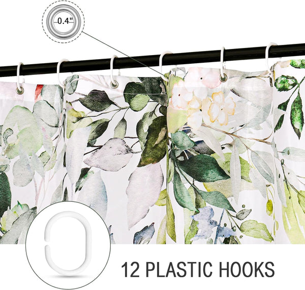 Green Eucalyptus Waterproof Shower Curtain - 180x180CM with Hooks