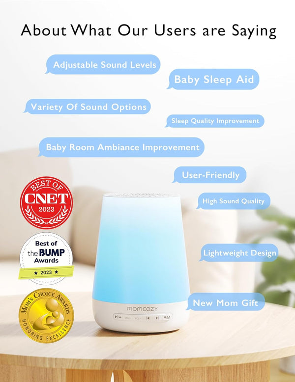 Momcozy Baby Sound Machine – 34 Sounds, Night Light, Timer, App Control