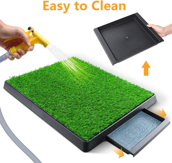 Dog Potty Tray - Indoor Pet Pee Grass Pad, Washable Artificial Grass, Portable Urine Mat Trainer