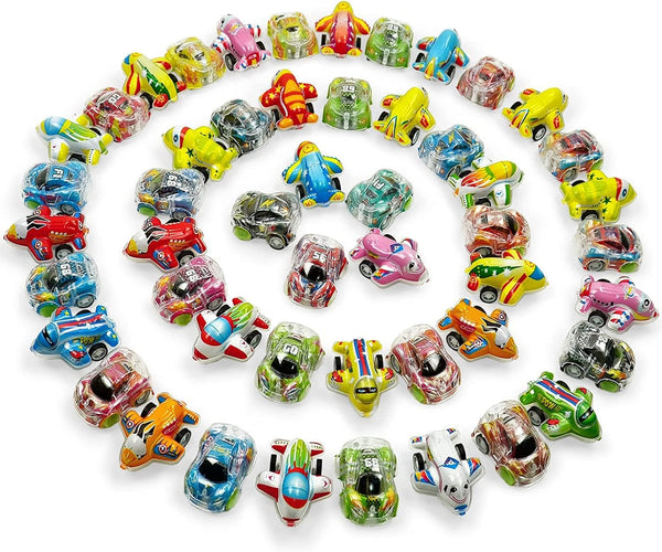 48Pcs Mini Cars and Planes - Bulk Pull Back Toys for Toddlers, Boys, Girls