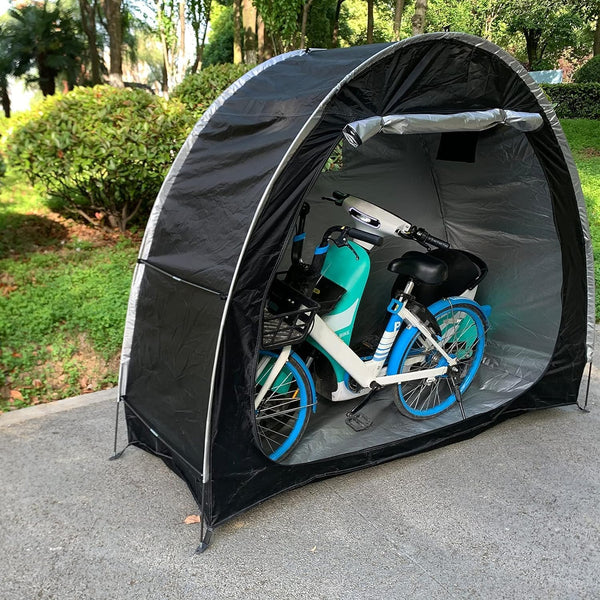 DUBKART Waterproof Bike Shed Fits 2 Bikes, with Window, Floor, and Multi-Tool