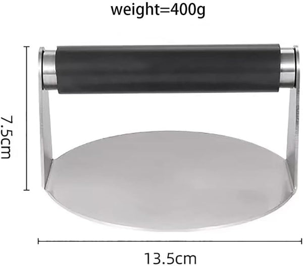 5.5 Stainless Steel Burger Smash Press with Rubber Handle