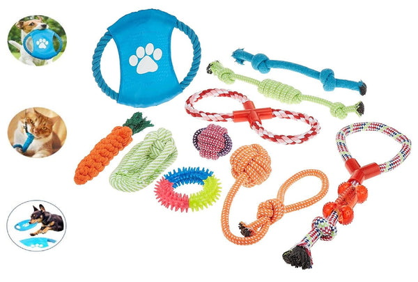 Dubkart 10 PCS Puppy Dog Cat Cotton Chew Toys Set