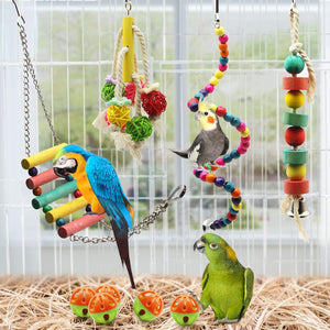 Dubkart 12 PCS Bird Parrot Pet Cage Hanging Bell Hammock Swing Toys