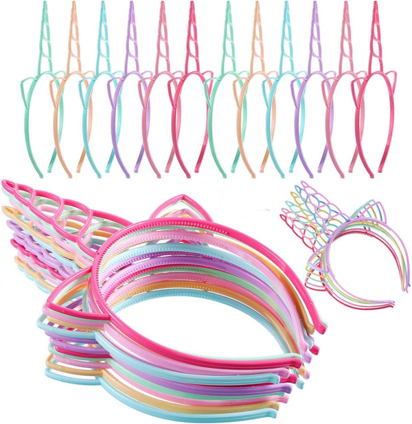 Dubkart 24 PCS Plastic Unicorn Headbands Party Supply Kit