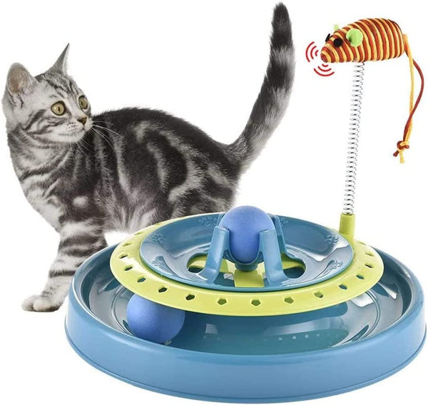 Dubkart 2in1 Interactive Mouse Teaser Ball Track Chase Cat Play Toy