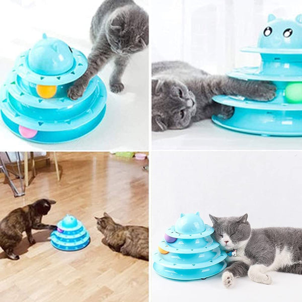 Dubkart 3-Level Circular Roller Balls Turntable Cat Exercise Toy