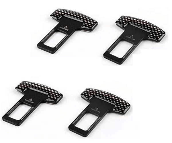 Dubkart 4 PCS Car Carbon Fiber Safety Seat Belt Alarm Stopper Clamp