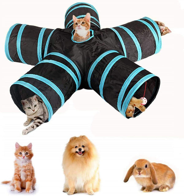 Dubkart 5 Way Cat Tunnel Toy Foldable With Bells