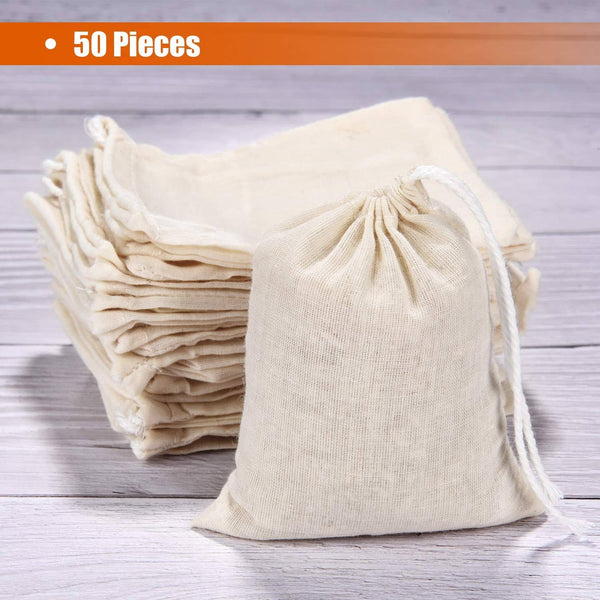 Dubkart 50 PCS Drawstring Cotton Muslin Potli Bags