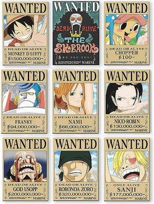 Dubkart Action figures 9 PCS Anime Luffy Zoro Wanted Posters Set Gamers