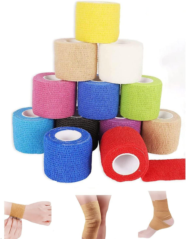 Dubkart Ankle support 12 Rolls Sprain Injury Bandages Sports Pets Wrap First Aid Tape