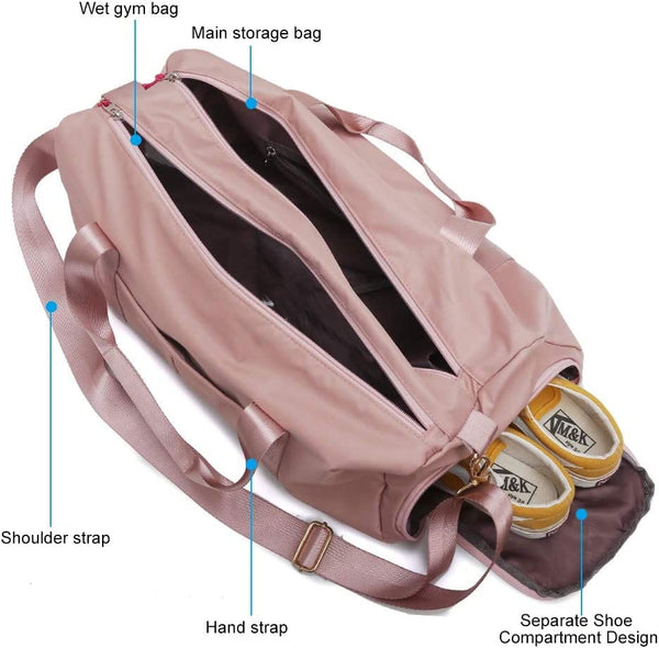 Dubkart Bags Women's Gym Sport Swim Travel Yoga Duffle Bag with Shoe Compartment