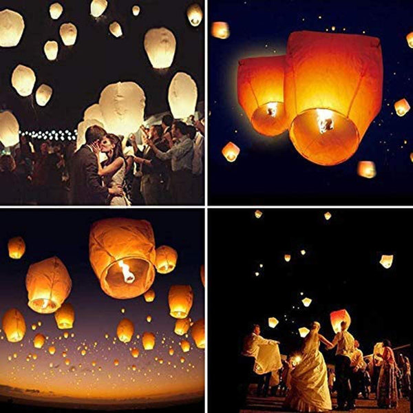 Dubkart Balloons 10 PCS Chinese Lanterns Sky-fire Balloons (White)
