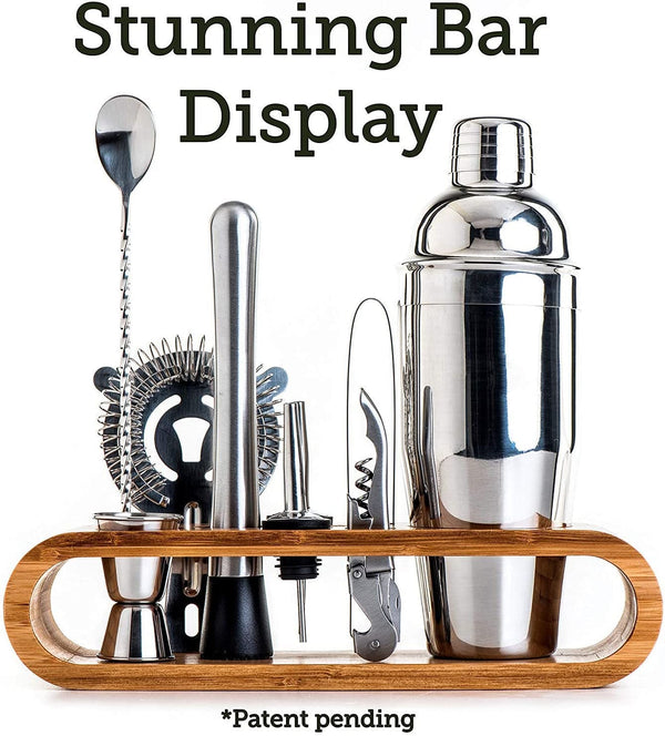 Dubkart Bartending 11 PCS Cocktail Bartender Kit with Bamboo Stand