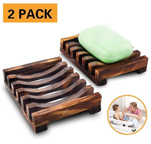 Dubkart Bathroom accessories 2 PCS Bamboo Wooden Soap Dish Tray - Sink, Bathroom